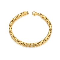 mens bracelet simple punk 5mm gold color byzantine link chain bracelets for women men wrist jewelry braslet 2021