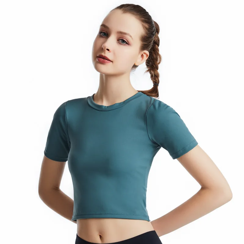 

NORMOV Summer Women Slim Short Sleeve O-Collar Breathable Elastic Fitness T-Shirt Casual Workout Tops Short T-Shirt Female