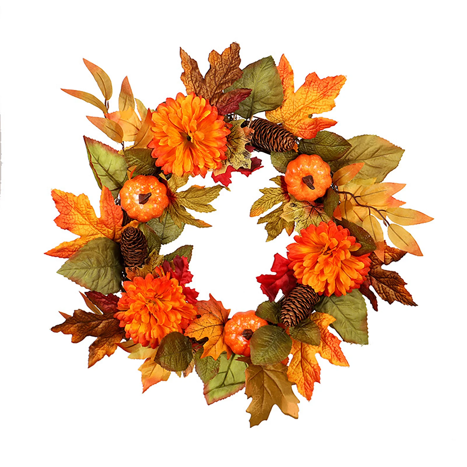 

Кленовый венок, ягоды, тыква, имитация дверной вешалки