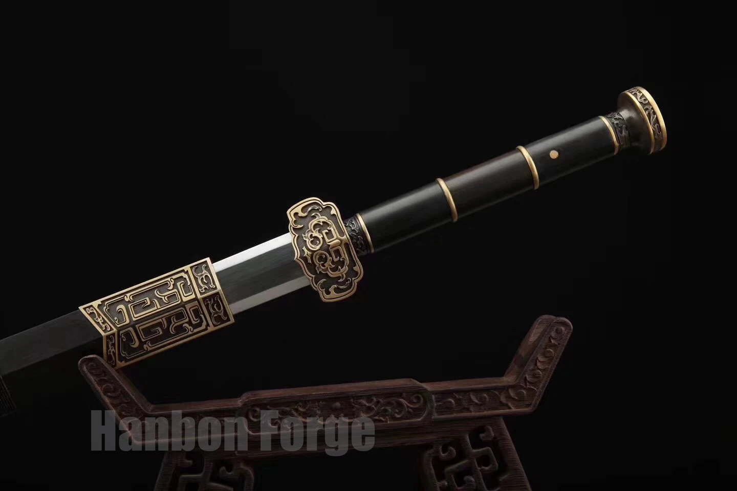 

Famous Chinese Ganjiang Sword Jian Damascus Steel 12 Processes Hazuya Polish Blade