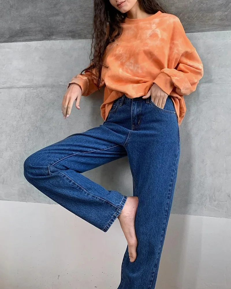 

Vintage High Waist Wide Leg Jeans Women Loose White Blue Denim Trousers Women Fashion Casual Cotton Straight Pants Streetwear