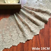19cm wide luxury khaki embroidery dress guipure flowers fabric fringe trim lace neckline ribbons for sewing applique diy crafts