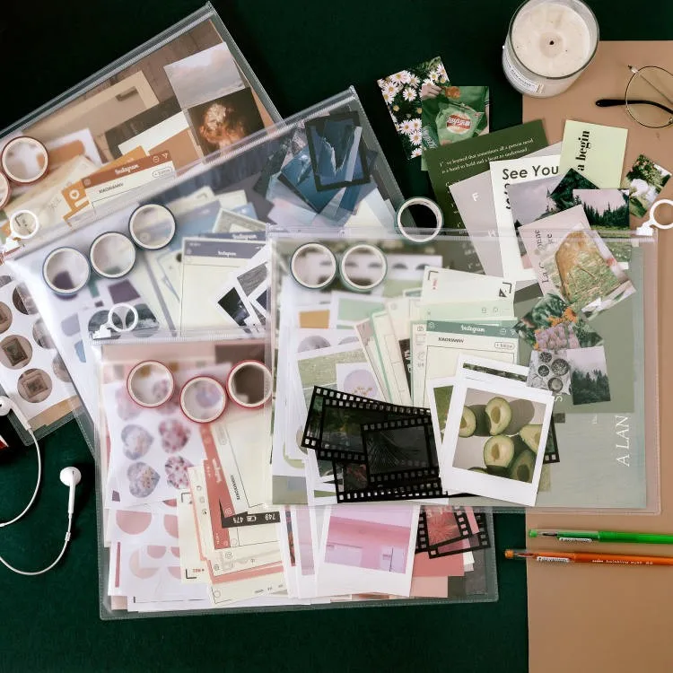 

JIANWU Literary album series Tape sticker material paper set Simple Decoration basics journal ins Writable diary