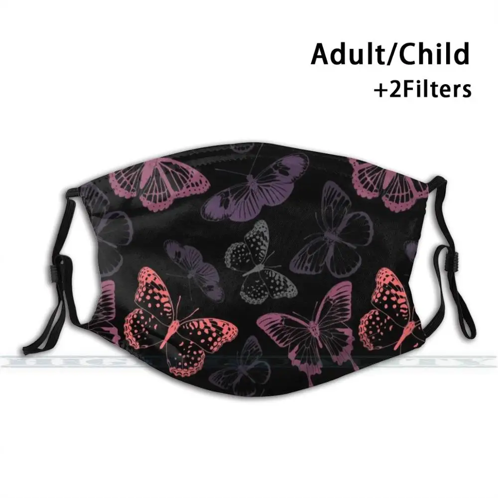 

Seamless Butterflies Pattern Custom Design For Adult Kids Anti Dust Filter Diy Cute Print Washable Mask Personal