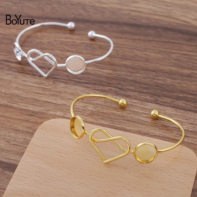 

BoYuTe (5 Pieces/Lot) Metal Line Twisted Heart Bracelet Base with 12MM Blank Tray Handmade Diy Jewelry Accessories Materials