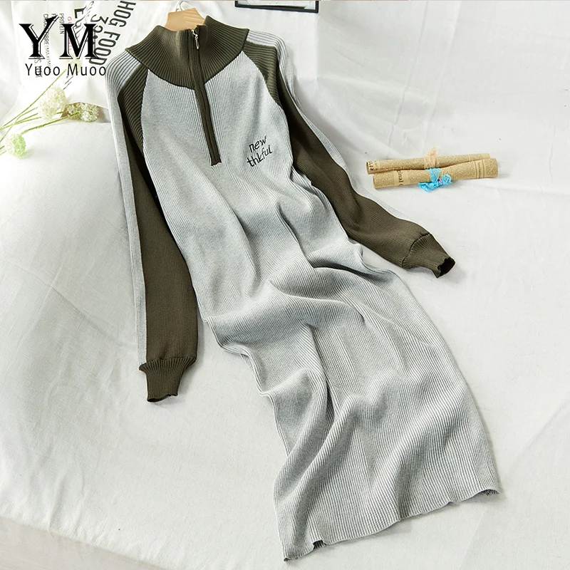 YuooMuoo Ins Мода 2019 осень повседневное корейское женское платье с вышитыми буквами