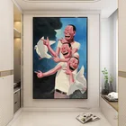 Плакаты и принты, рисунок Юэ миньцзюнь, Смеющийся человек, современные скандинавские настенные картины, Картина на холсте для гостиной, украшение на стену