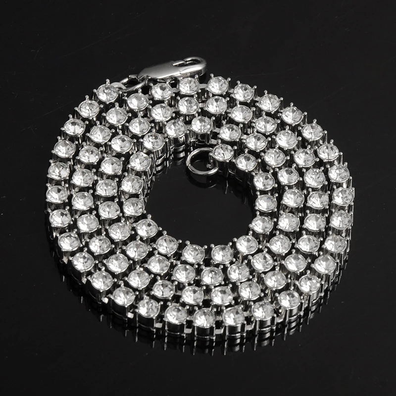 Мужское Колье со сверкающим покрытием 5 мм цепочка-чокер с Стразы в 1 ряд