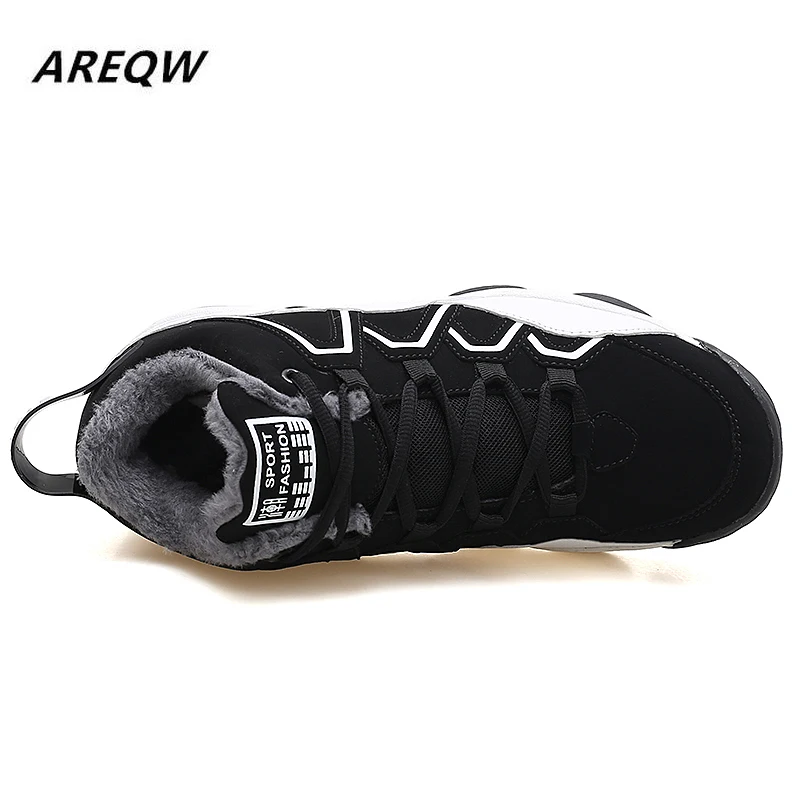 Черные Теплые зимние мужские ботинки уличные ботильоны Мужская зимняя Рабочая