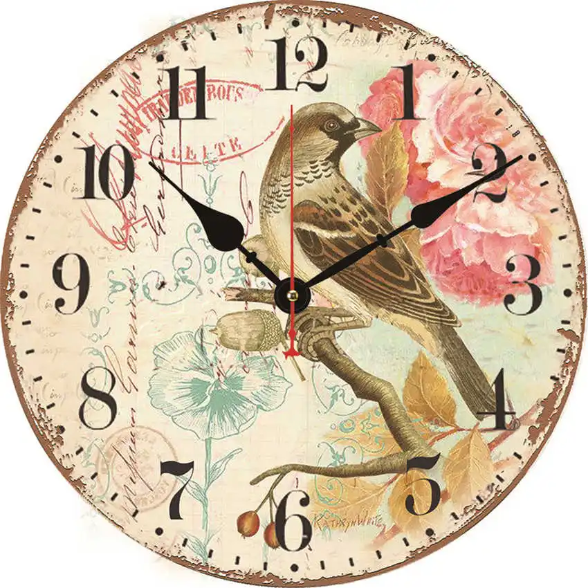 Bird Clock U Антикварные настенные часы, кухонные часы, потертые Ретро часы для декора кухни, Новое поступление - Цвет: Bird Clock U