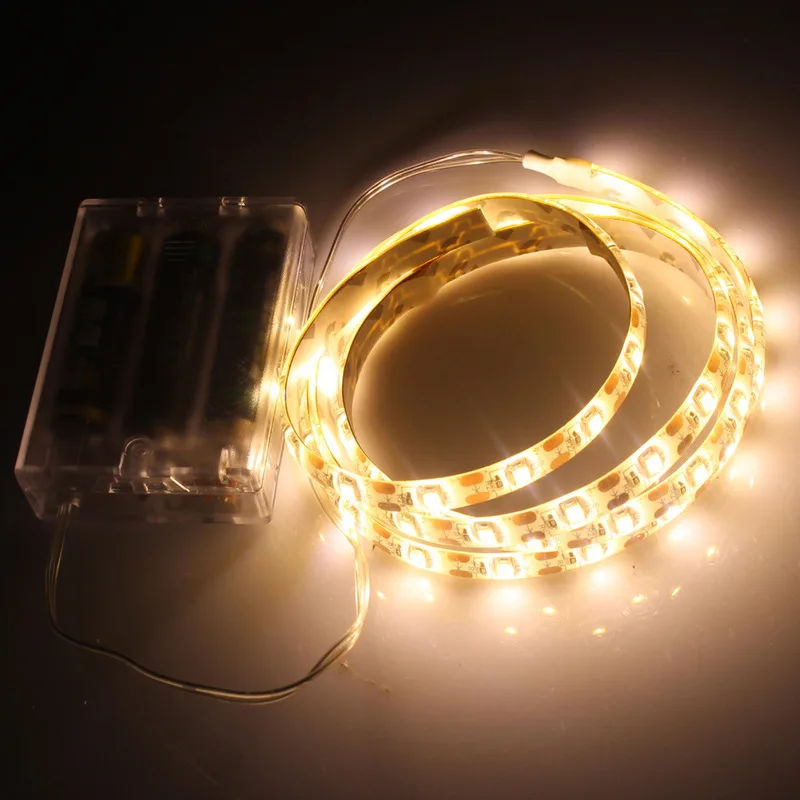 Светодиодная гибкая лента SMD2835 для подсветки питание от 3 батареек AA 50 см 1 м 2 4 5