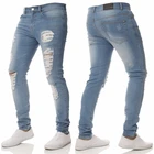 Мужские джинсы, модные брюки в стиле хип-хоп, облегающие рваные джинсы, обтягивающие джинсы, мужские уличные брюки