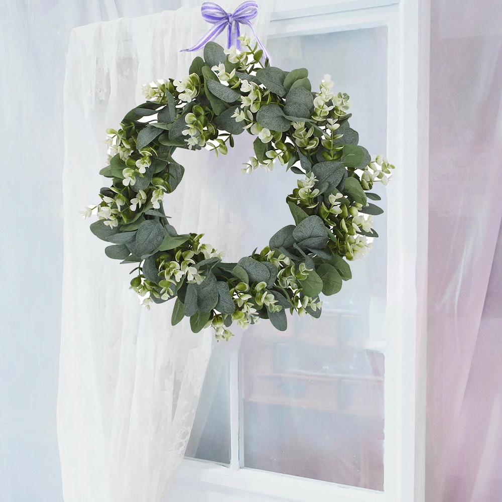 

Artificial Wisteria Flower Eucalyptus Leaves Plants Garland Home Wedding Decoration Hanging Garland Door Pendant Decorations