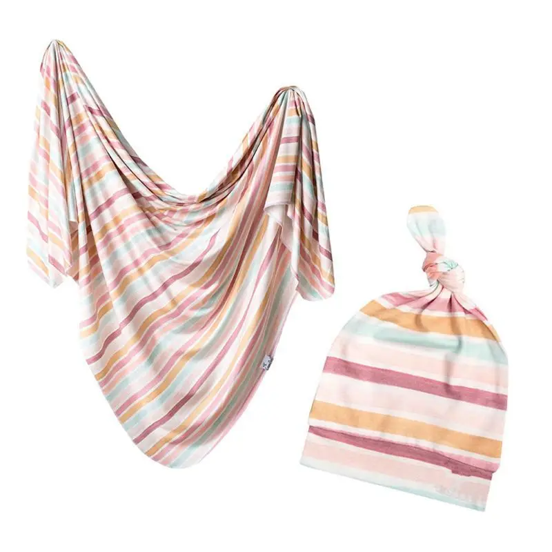 

Baby Bedding Clothing Newborn Baby Boy Girl Cotton Swaddle Wrap Blanket Sleeping Bag Swaddling Headband 2Pcs Sets