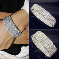 fashion full white aaa cz zircon crystal elastic bracelet bling iced out rhinestone womens bracelet for women wedding jewelry