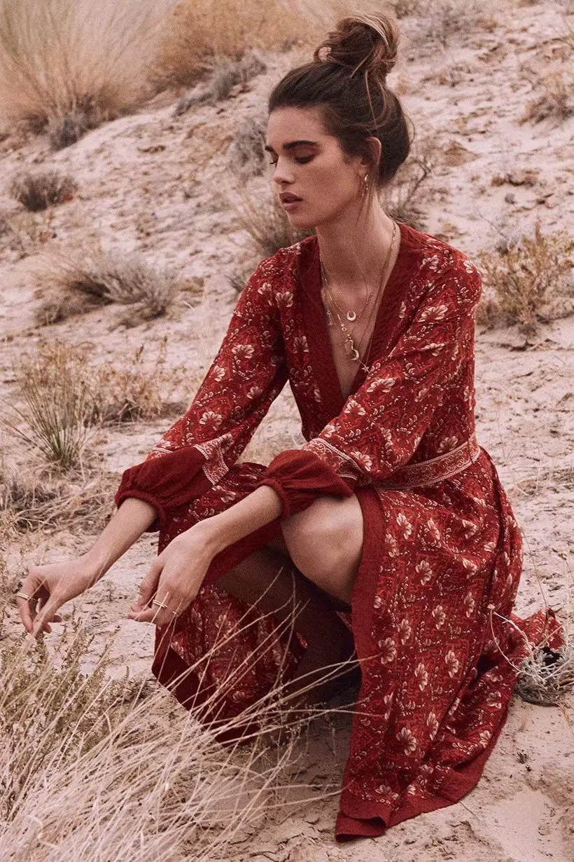 Boho королев для женщин с цветочным принтом пляжное длинное богемное платье
