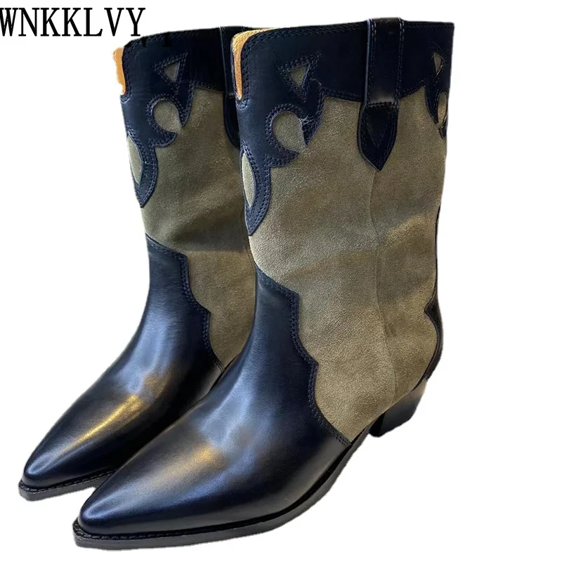 

Женские ботильоны из натуральной кожи, с острым носком, на среднем каблуке