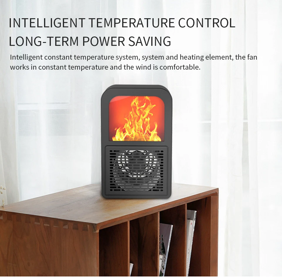 Portable 3D Flame Heater Space Home Mini Electric Heaters Heated Room Heaters Fan Small Heating Stove Radiator Machine for EU/US