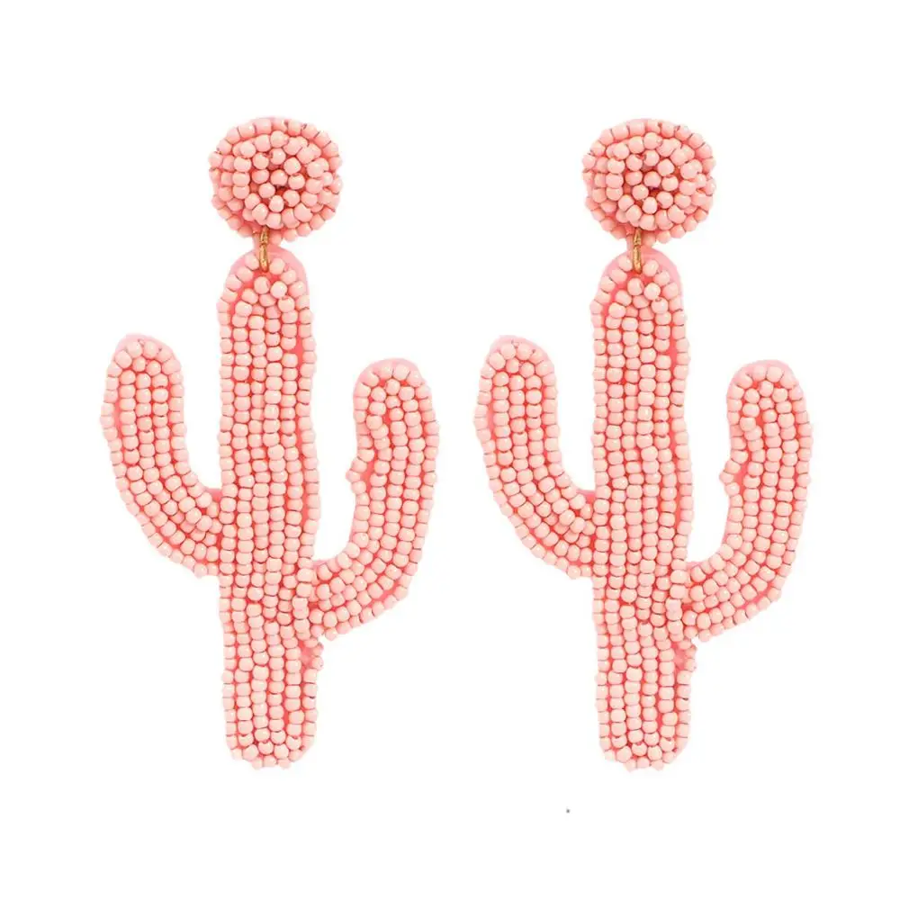 Женские серьги С КАКТУСОМ крупные ручной работы из зеленого полимера богемные