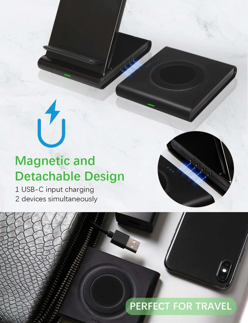 

2020 Wireless Charger Stand 3 Coils Fast 2 In 1Wireless Charger Mobile Phone Chargers Mobile Phone Accessories Telecommunicatio