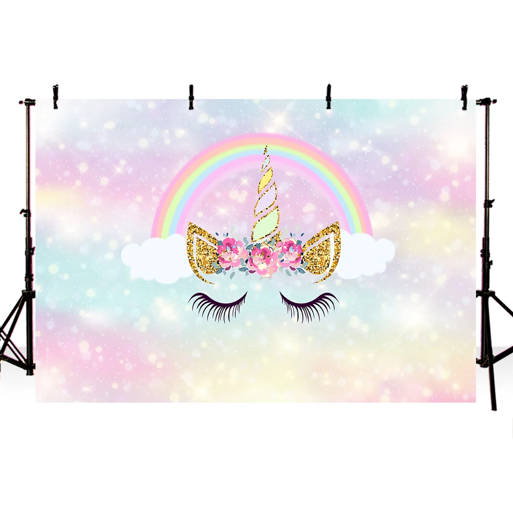 

Unicorn backdrop Newborn Birthday Party Decoration Jungle Crown Circus Donuts Mermaid Background for Photo Booth Studio