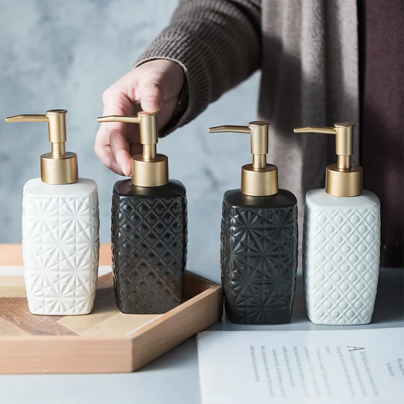 

Lotion Bottle Cermaic Sub-bottled Shower Gel Hand Soap Bottle Lotion Dispenser Dispensador for Kitchen Bathroom