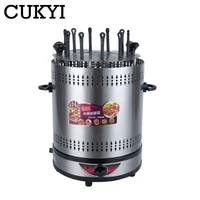 CUKYI Electric Grill 6 8 10 sticks Automatic revolving Vertical Grill Timing Barbecue tools smokeless Mutton BBQ Skewers machine