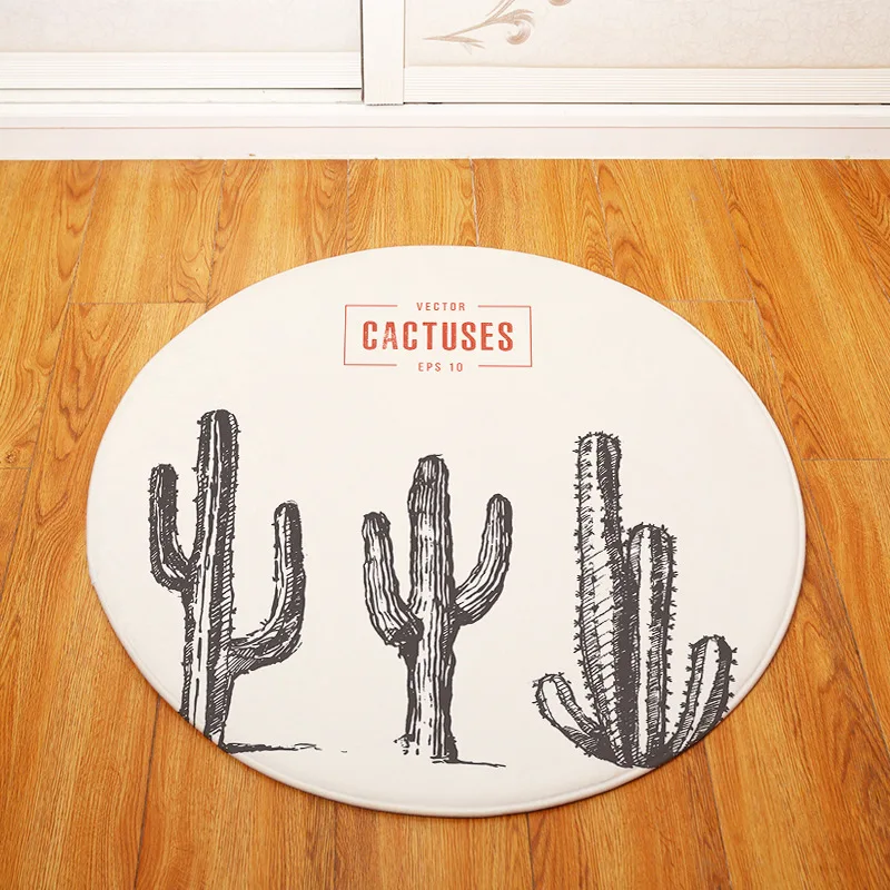 Круглый ковер с принтом тропических растений для гостиной компьютерный кресла