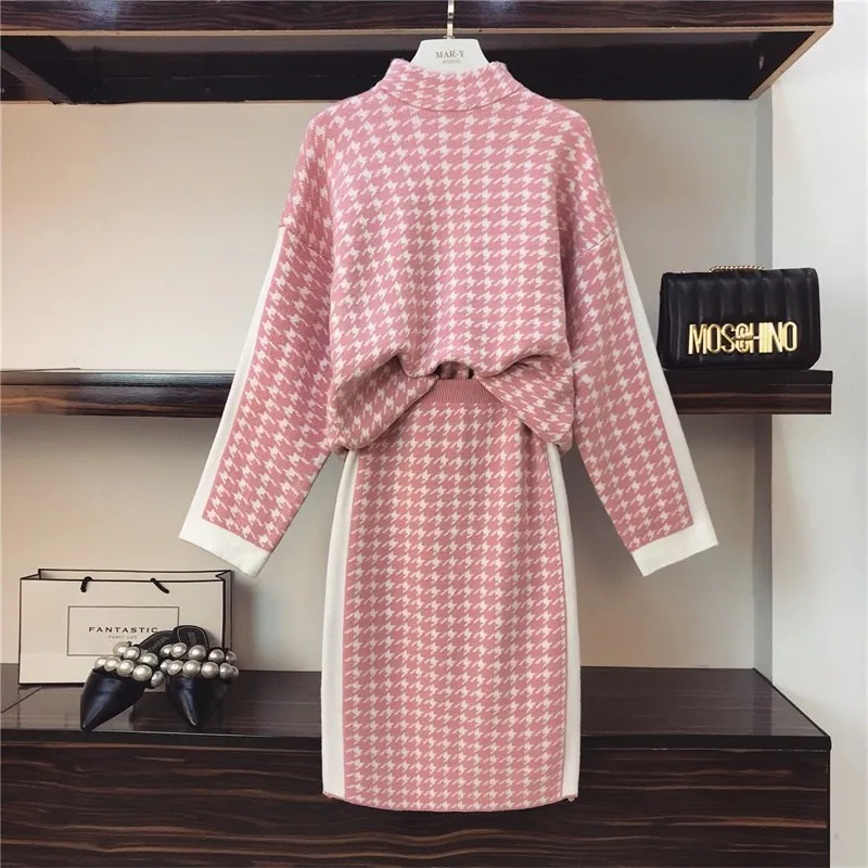 2019 зимний теплый комплект из 2 предметов с юбкой в Корейском стиле повседневное