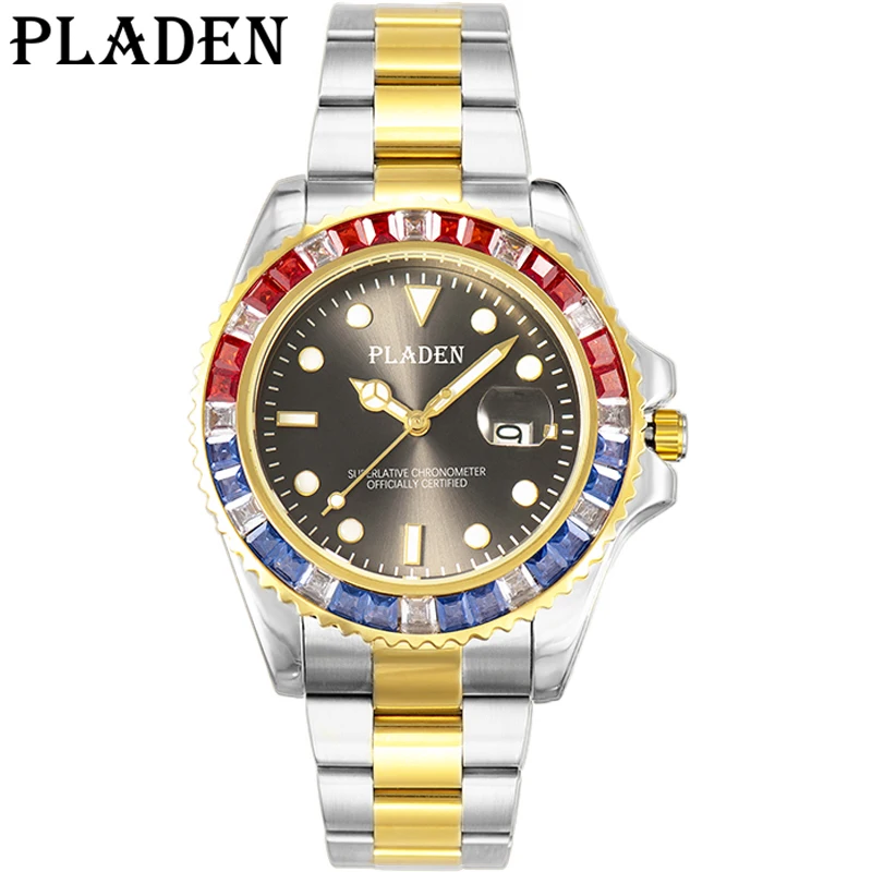 PLADEN Mens Watches Top Brand Luxury Waterproof 30M Full Stainless Steel Auto Date Male Quartz Classic Clock Relogio Masculino