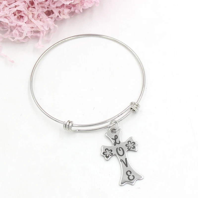 

New Arrival Stainless Steel Cross Bangles Bracelets For Women Friends Gifts Trendy Jewelry Pulsera