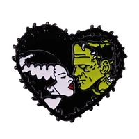 ghoulish love bride frankenstein horror movie brooch pins enamel metal badges lapel pin brooches jackets fashion accessories