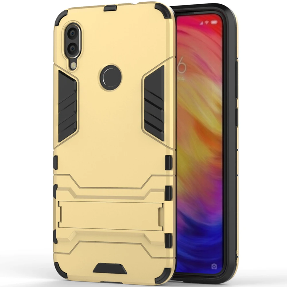 Для Xiaomi Redmi Note 7 чехол Роскошный Железный человек Стенд чехол жесткий Броня+ Мягкий Силиконовый ТПУ чехол для Xiaomi Redmi Note 7