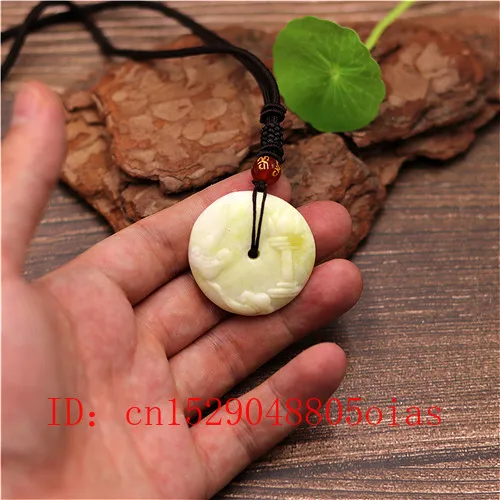 Натуральный белый китайский нефрит пряжки ожерелье с кулоном двойным сторонним