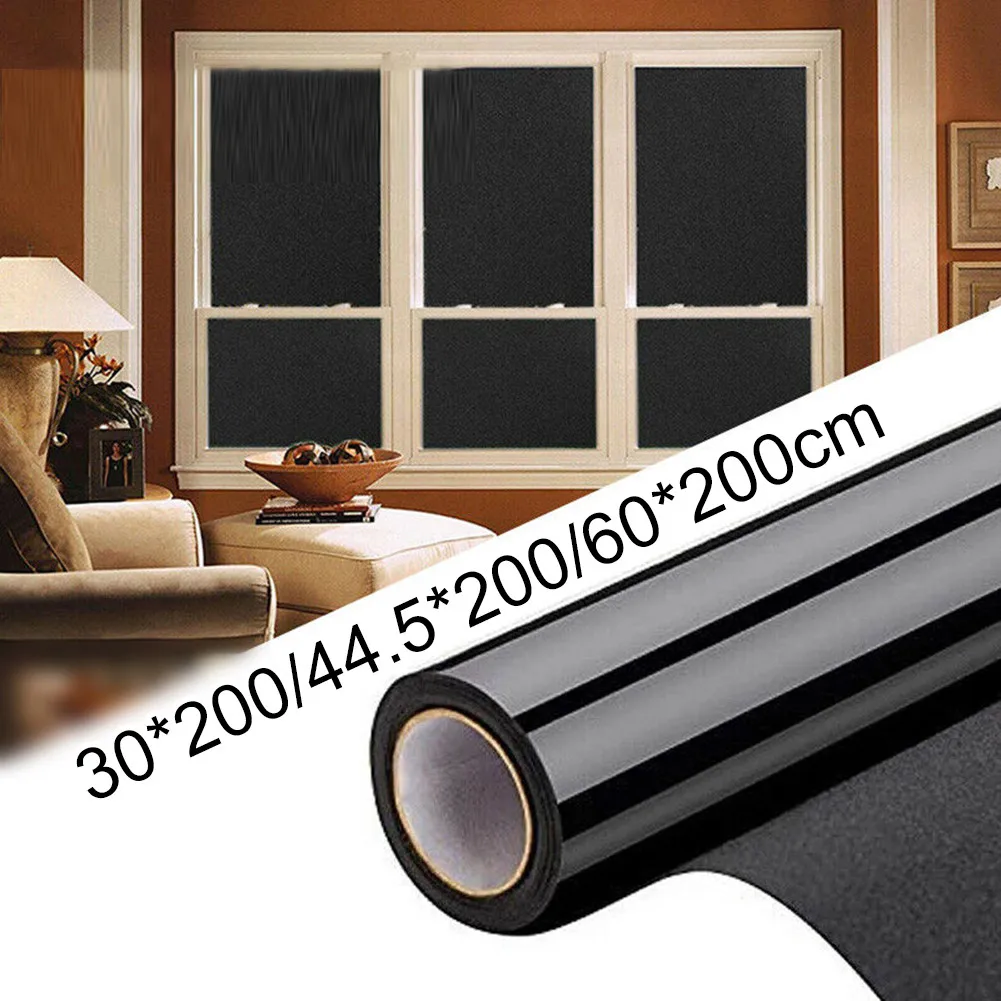 Electrostatic Matte Window Film Removable 100% Light Blocking Darkest Static Glass Privacy Darkening Tint Black Window Sticker