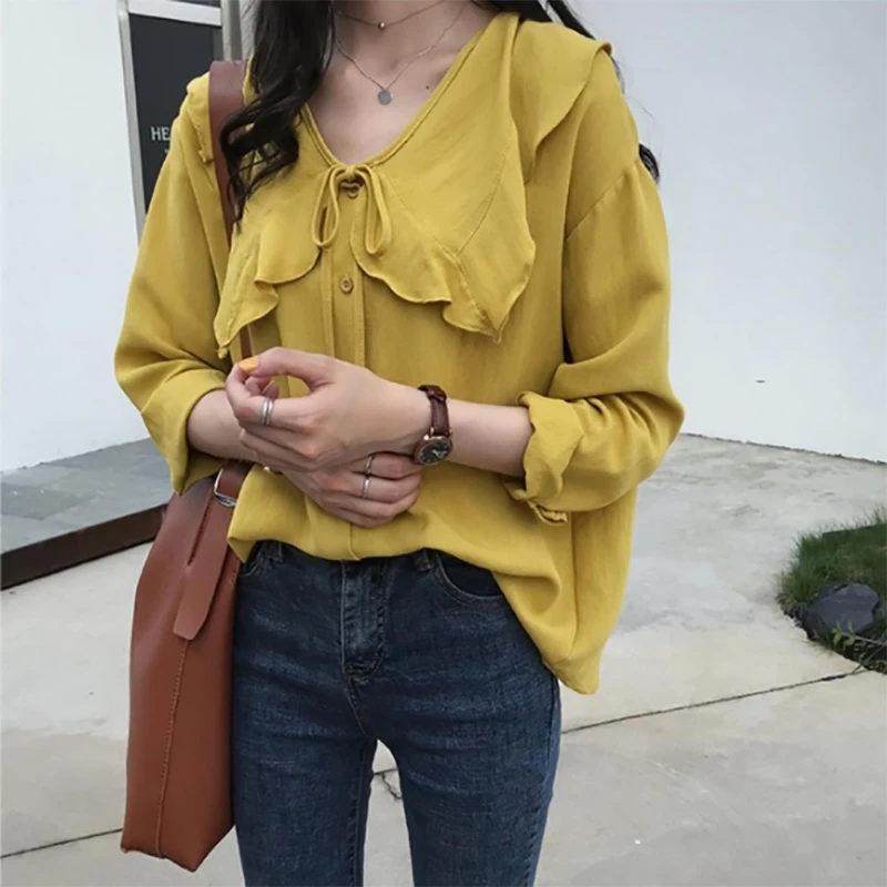 B женская блузка летняя повседневная темпераментная кукла воротник