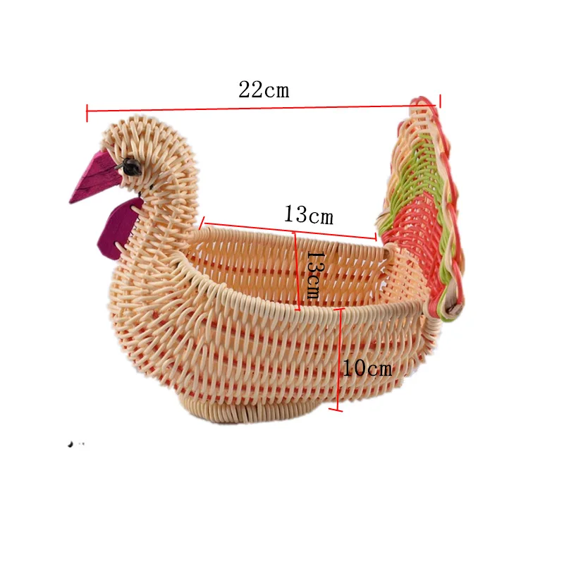 

fruit basket Desktop basket Small turkey shape home department store to receive woven grass basket rattan home decoration