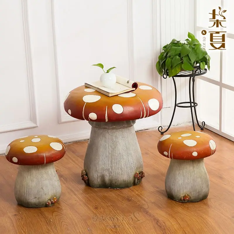 

Children's room Creative resin Mushroom stool chair figurines garden table statue home decor crafts room decoration objects gift