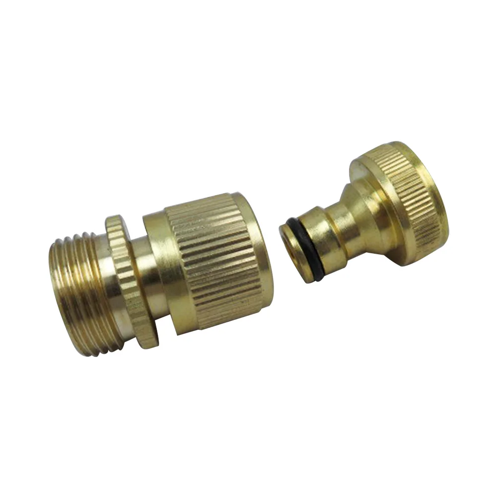 

1set Adapter Multifunctional Rustproof Solid Brass Leakproof Garden Hose Quick Connector Male Female Replacement Parts Gold
