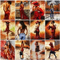 nordic sexy red woman back view canvas painting beauty wall art retro poster home decoration living room prints modular pictures