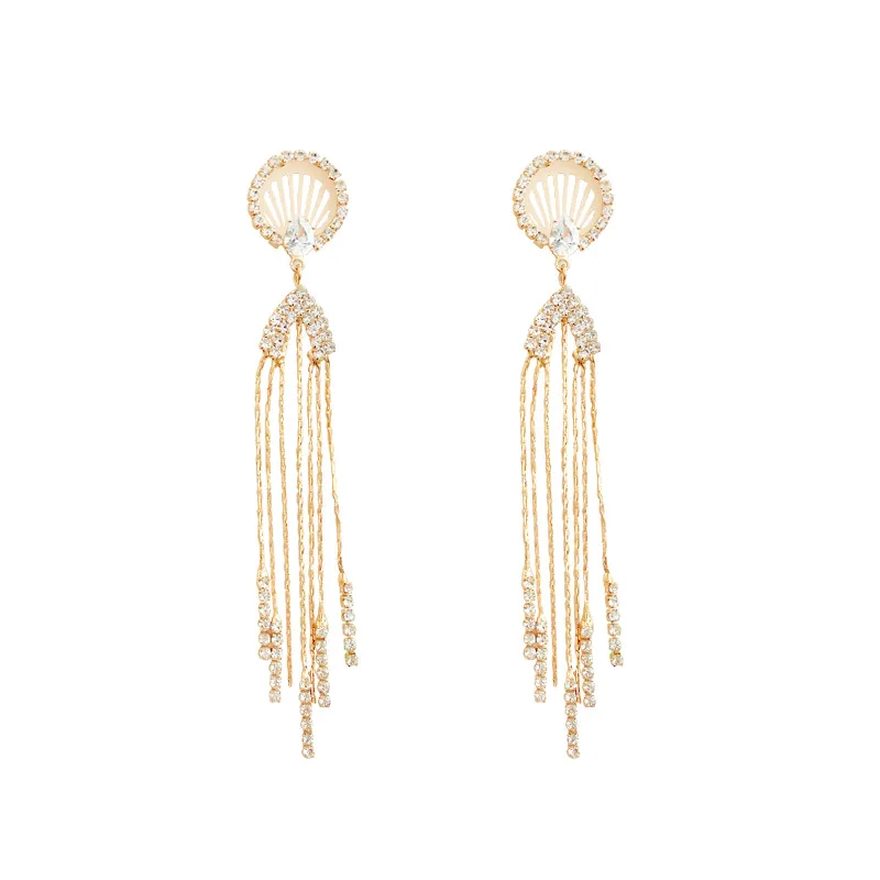 

S925 Needle Super Fairy Korean Long Earrings Female Zircon High-Quality Temperament Earrings Wild Tassel Earrings