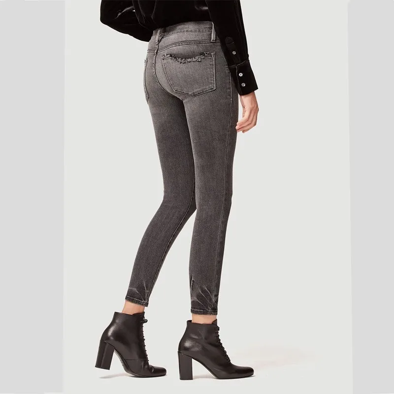 Весенняя новинка Брендовые женские эластичные джинсовые узкие брюки высокая