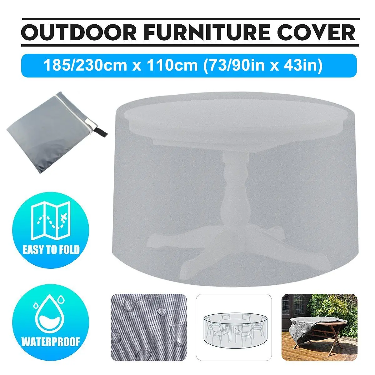 

Table Cover Waterproof Outdoor Patio Garden Furniture Covers Rain Snow Chair Covers for Sofa Table Chair Dust Proof Cover Round