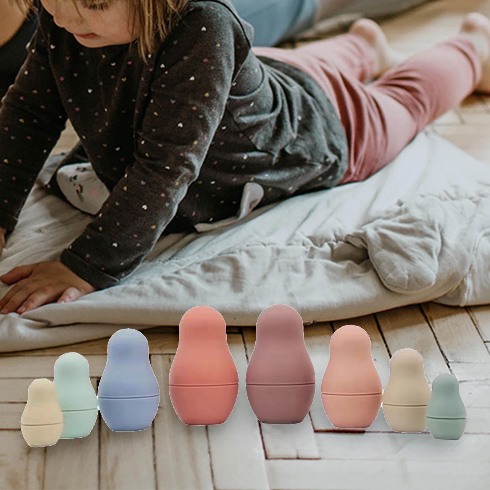 

Set of 4 Matryoshka Set Silicone Russian Nesting Dolls for Toddler Kids