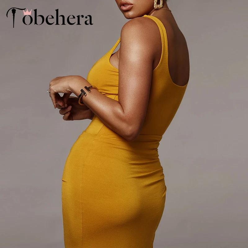 Glamaker трикотажное Летнее Длинное Платье женское облегающее без рукавов