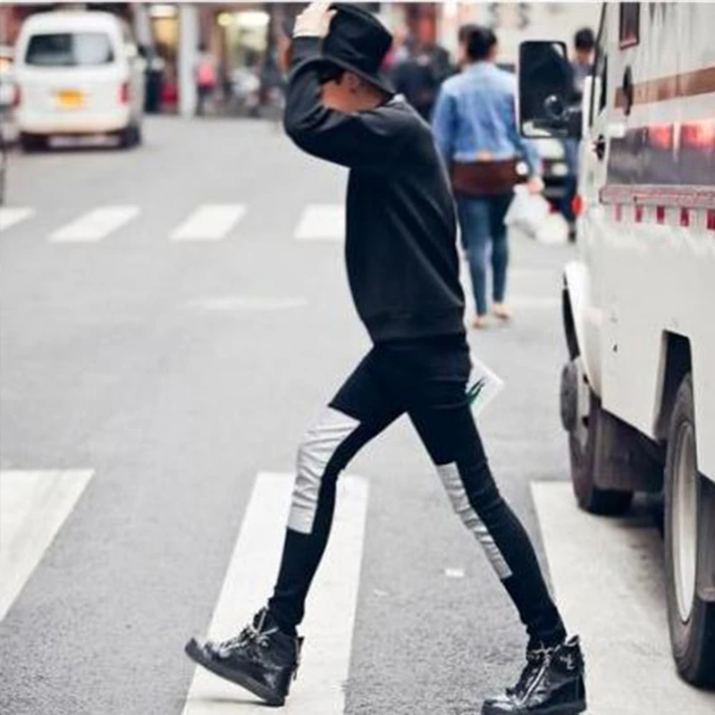 Мода мужские размера плюс Harajuku в стиле панк обтягивающие джинсы средства ухода