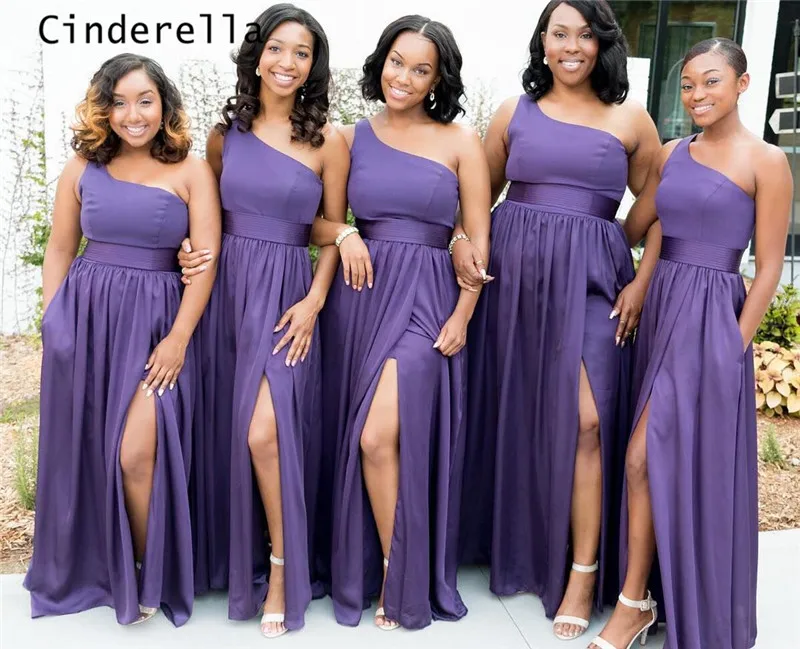 Шифоновые платья трапеции Золушки на одно плечо с Боковым Разрезом|Платья