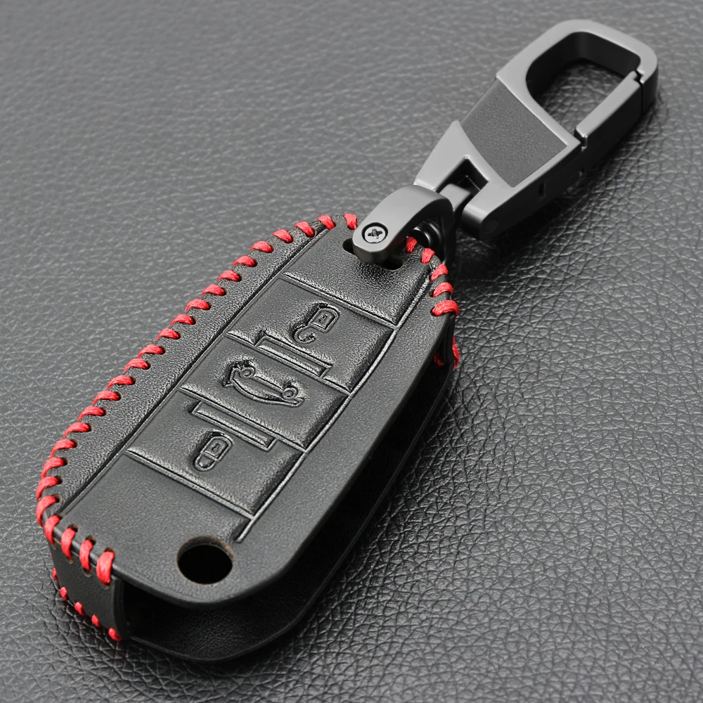 Кожаный чехол для ключей Fob Citroen C3 C4 C5 DS3 DS4 Picasso Xsara Peugeot 308 307 508 2008 3008 4008
