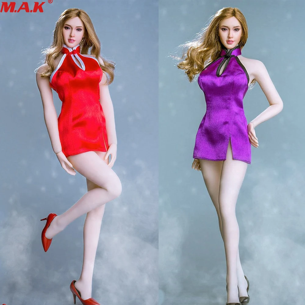 ATX037 1/6 Женская одежда в китайском стиле Cheongsam на высоком каблуке для детей