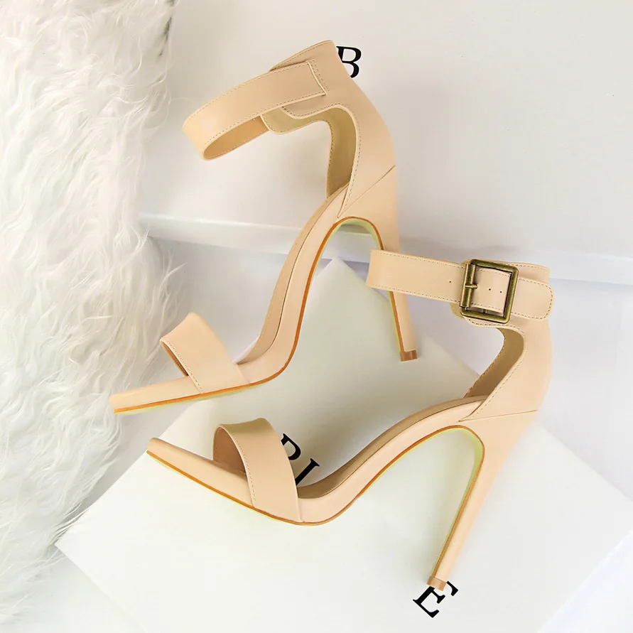 Женские Классические сандалии из мягкой кожи на высоком каблуке 11 см летние